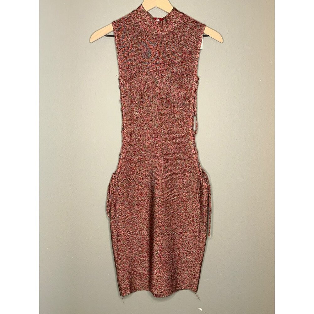 Mod Chic Women's Large High Neck Stretch Sexy Lace-Up Sleeveless Dress NWT - Picture 6 of 11